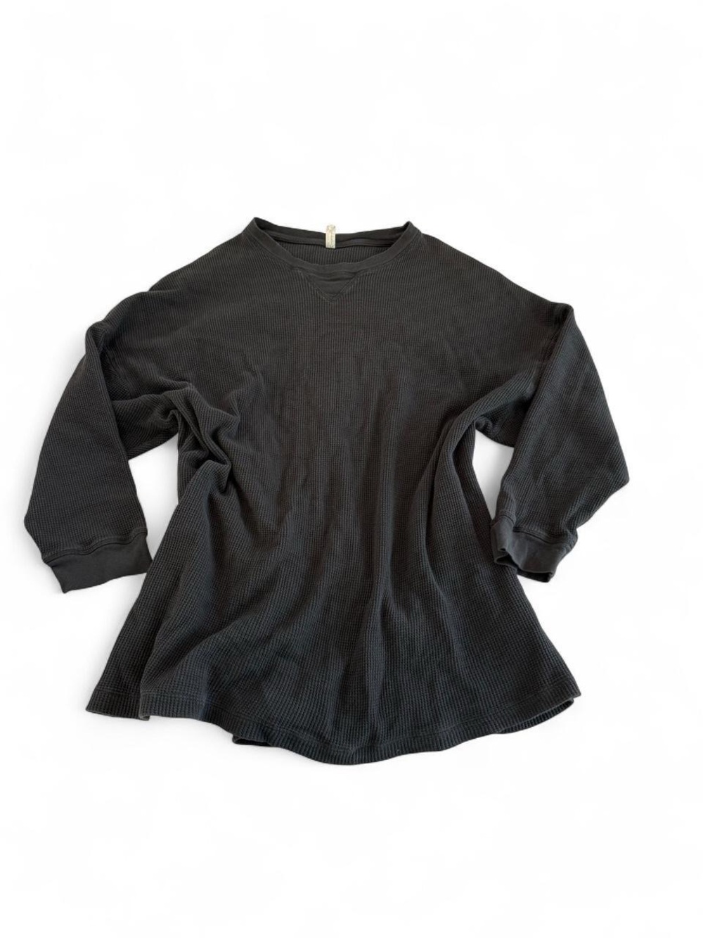Intimately Free People Charcoal Waffle Knit Oversized Thermal Top